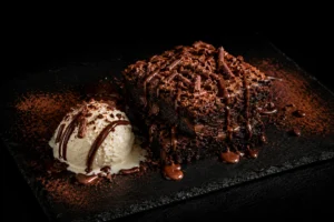 Brownie al cioccolato con gelato alla vaniglia
